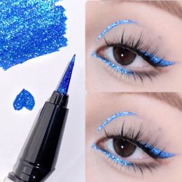 Eyeliner Liquid Aurora Blue Shiny Eye Liner Pen Glitter Phosphorescence Pigment Waterproof Shimmer Sparkling Eyeliners Diamond Eye Makeup