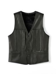 Leather Motorcycle Vest for Men Riding Club Black Biker Vests With Pocket Casual Jacket Sleeveless Warm Tops Auutmn Winter Outerwear Coats