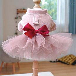 Dog Apparel Pet Clothes Autumn And Winter Warm Clothing For Small Medium-Sized Dogs Puppy Pink Color Princess Skirt