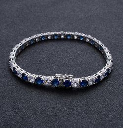 WholeBling Iced Out Chains Bracelets 7inch8inch 5mm Tennis Chain Blue Cubic Zirconia Hip Hop Jewellery For Men Women3211179