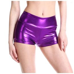 Women's Shorts Solid Colour Bare Imitation Leather Sexy Slim Fitting Wrap Buttocks Pants Ladies Stage Performance Costumes