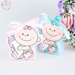 48pcsset Baby Girl And Boy Paper Gift Box Party Baby Shower Candy Box Baby Feeding Bottle Birthday Party Decorations Kids 240426