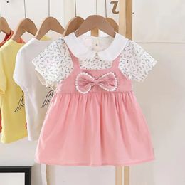 04Y Baby Girl Dress Cute ALine Princess Costume Casual Striped Cotton Children Clothing Infant Outfit Vestidos Kid A1158 240428