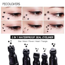 Eyeliner Double Head 2 In1 Waterproof Liquid Eyeliner Moon Star Heart Shapes Tattoo Stamp Quick To Dry Eye Liner Pencil Makeup Tool