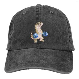 Ball Caps Funny Deadlift Weightlifting Reptile Leopard Gecko Denim Cap Adult Adjustable Hats For Women Men All Seasons One Size