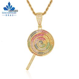 Designer Jewellery Hip Hop Hot Sale 925 Silver Jewellery 10K 14K 18K Coloured Lollipop VVS Moissanite Hiphop Charm Colourful Lollipop Pendant For Girls Gift