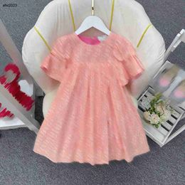 Classics girls skirt summer Princess dress Size 100-160 CM kids designer clothes Short sleeves with pleated petal design baby partydress 24April