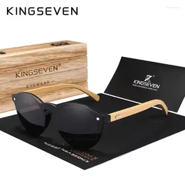 Óculos de sol Kingseven Natural Bamboo UV400 Protection Glasses Design Wood Sun Marca com caixa de madeira