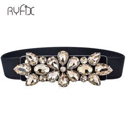 2018 Rhinestone Elastic Belt full crystal gem black female waistband fur coats down generation womens dress belts BL239 211c