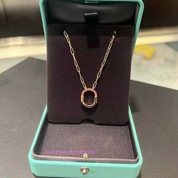 Luxury Tiifeniy Designer Pendant Necklaces U-shaped new pink diamond lock necklace V gold electroplated 18K high-end precision inlaid light luxury collarbone chain