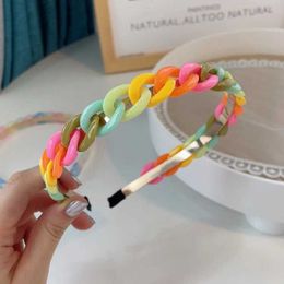 Headbands Tie dye chain acetic acid twisted woven headband acrylic headband suitable for womens hair accessories Q240506