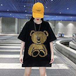 Diamond Bear Designer Woman T Shirt Luxury Summer Short Sleeves Oversized Lady Tops Casual Tshirt Womans Outdoor Womens Tees Crew Neck Streetwear Hip Hop Tshirt Tees