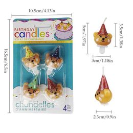3PCS Candles Cartoon hat little bear candle birthday cake decoration cute little bear candle Valentines Day romantic little bear