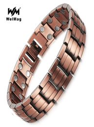 Welmag Heilung Magnetischer Kupferarmbänder Armreifen für Männer Bioenergie Doppelreihe Magnet Festkupfer Männlicher Armbänder Schmuck Y1891705239318