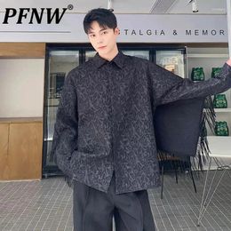 Men's Casual Shirts PFNW Shirt Long Sleeve Top Personalized Tassel Cape Lapel Summer Single Breasted Male Clothing Printing 9C5345