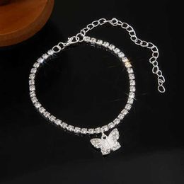 Anklets Cubic Zirconia Butterfly Chain Anklet for Women Fashion Silver Colour Ankle Beach Feet Chain Bracelet Barefoot Foot Jewellery