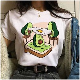 Women's T-Shirt Maycaur avocado vegan womens T-shirt Harajuku Ulzzang Kawaii cartoon T-shirt 90s graphic womens short sleeved T-shirt summer clothingL2405