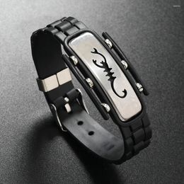 Charm Bracelets Fashion All-match Silicone Titanium Steel Men's Hip Hop Bracelet Personality Punk Style Scorpion Stainless