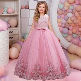 Girl's Dresses Shiny Toddler Little Big Girls Embroidered Beaded Bowknot Birthday Party Pageant Formal Dress