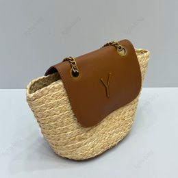 Bolsa de praia de verão Designer de bolsa de palha de luxo Saco de bolsa feminina