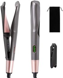 Hair Curler Straightener 2 in 1 Professional Curling Irons 3D Concave and Convex Plate Dual Voltage Flat Iron 240415