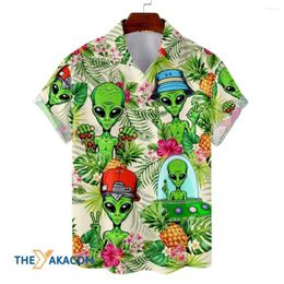 Men's Casual Shirts Tropical Alien Hawaiian Shirt For Men Women Summer Beach Aloha Button Down Short Sleeves