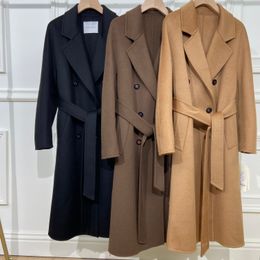 패션 스타일 여성 우아한 더블 페이스 양모 가벼운 재킷 캐시미어 코트 양털 늘어선 양모 탑 코트