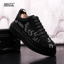 Casual Shoes Luxury Rhinestone Designer Men's Punk Sneakers Hip Hop Male Platform Flats Zapatillas Hombre A6