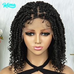 Synthetic Lace Front Butterfly Locs Braided Wigs Dreadlock 14 inches Short Knotless Wigs for Black Women Synthetic 240430