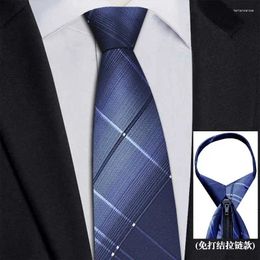 Bow Ties High Quality Silk Tie Blue And Red Men's Formal Business Banquet Suit Shirt Accessories Lazy Zipper 8.5 CM Real Necktie