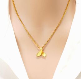 Chains Genuine 18k Pure Gold Color Mermaid Pendant For Women Lover Filled Thick Women39s Necklace Pendants Engagement Jewelry9146560