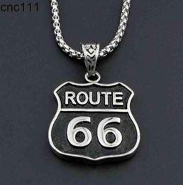 Motorcyclist Trucker Route 66 Men and Women Charm Stainless Steel Pendant Necklace Gift246d4177585