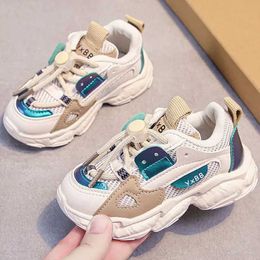 Sneakers 2024 Trend Fashion Mesh Fabric Breathable Preschool Baby Girls Non slip Childrens Sports Shoes Q240506