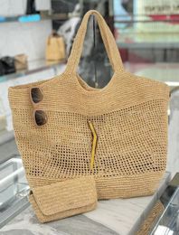 Icare maxi tote väska designer väska kvinnor lyxhandväska raffias handbroderad halmväska högkvalitativ strandpåse stor kapacitet totes shopping väskan axlar handväska