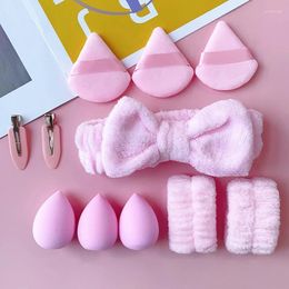 Makeup Sponges Face Washing Puff Kit Blending Sponge Velvet Black Pink Headband Set Cosmetic Cleaner Tool Accessories