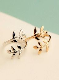 Gold Black Silver Color Olive Tree Branch Leaves Open Ring for Women Girl Wedding Rings Adjustable Knuckle Finger Jewelry Xmas Q071828928