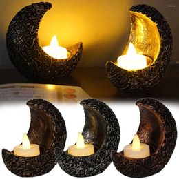 Candle Holders Retro Gothic Moon Holder Halloween Fun Atmosphere Home Decoration Accessories Eid Al-Fitr Resin Ramadan Tealight