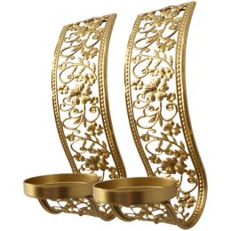 Candles 2pcs Hollow Wall Candle Holders Middle East Style Metal Craft Wall Candle Stand Candlestick Holder