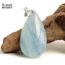 Pendant Necklaces Real Natural Unoptimized Aquamarine Gems Stone Water Drop Necklace For Jewelry Making Beads Can Bring Luck In Love BK110