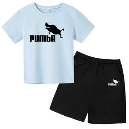 Clothing Sets 2024 New Girls and Boys Clothing Set Summer Childrens Sports T-shirt+Pants Two Piece Comfortable Sleepwear 3-14YL2403