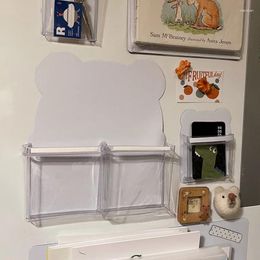 Storage Bags Cute Bear Magnetic Bag Transparent Plastic Fridge Pencil Drawing Kitchen Utensils Organizer Decor Office Magnets