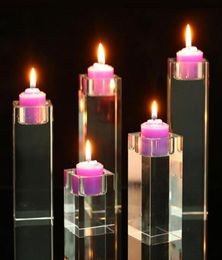 Square Clear Crystal Candle Holder Candlesticks Acrylic Tea Light Candle Holders Wedding Christmas Party DIY Decoration favors1095839