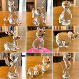 Decorative Objects Figurines 30 Styles Clear Crystal Cute Animal Figurines Glass Sculpture Paperweight Home Decors Table Ornament Xmas Kids Lady Favour Gift T24050