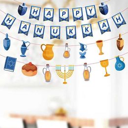 Banner Flags Happy Hanukkah Banner Chanukah Door Flag Bunting Holiday Party Decoration For Chanukah Portable Chanukah Decorations For Birthda