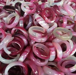 Natural agate circle code pink agate ring de livery01236600028