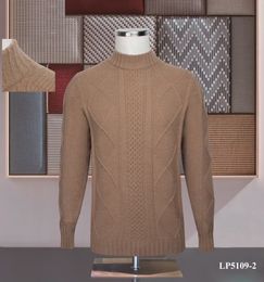 Men Sweaters Autumn and Winter Round Neck Business Solid Colour Diamond Stripe Cashmere Sweater