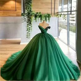 QUINCEANERA I vestiti verdi spalla spalla organza in rilie