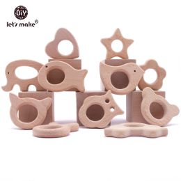 Blocks Let's Make 20 PCS Pendent Wooden Flower Teether Handmade DIY Accessories for Infant Rattle Teething Toys Baby Teether