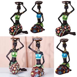 Candle Holders African Women 8.5" Decor For Table Desk Decorative Dining Room Candleholder Sculptures Resin Candlestick Vintage