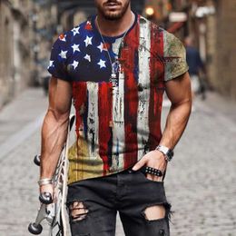 Men's T-Shirts Summer Men T Shirts American Flag 3D Printed Harajuku Round Neck T Shirt Casual Short Slve Tops Strtwear Fashion Clothing T240505